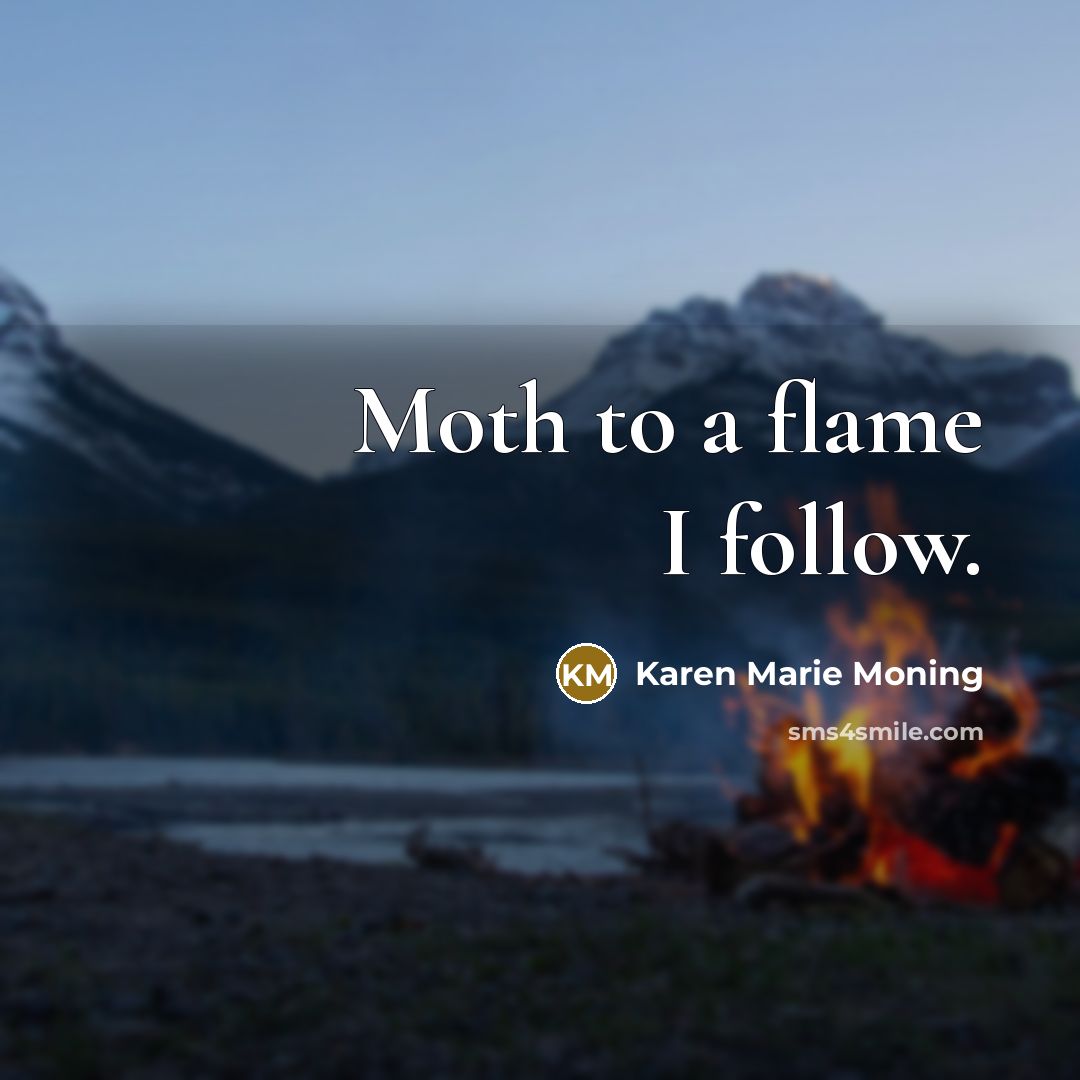 “Moth to a flame I follow.…” quote by Karen Marie Moning