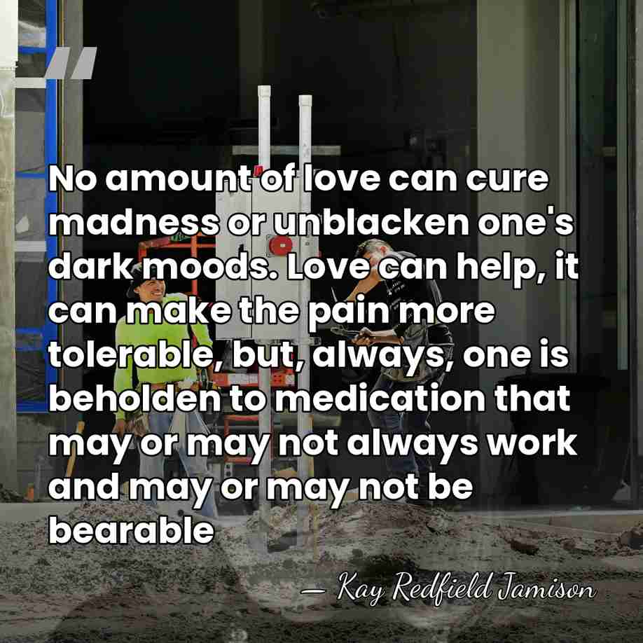No amount of love can cure madness or unblacken one's dark moods.&hellip; - Kay Redfield Jamison