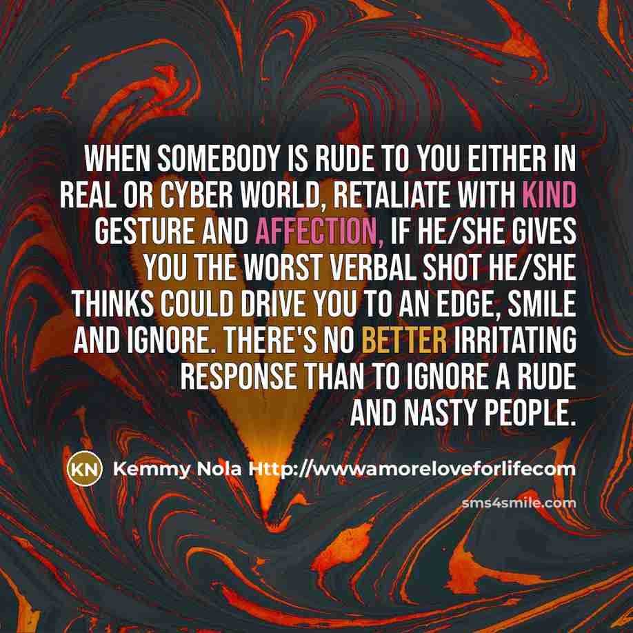 “When somebody is rude to you either in real or…” quote by Kemmy Nola Http://wwwamoreloveforlifecom