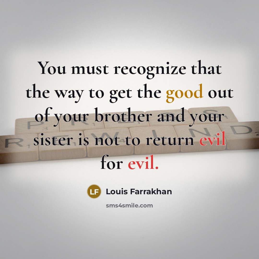 “You must recognize that the way to get the good…” quote by Louis Farrakhan