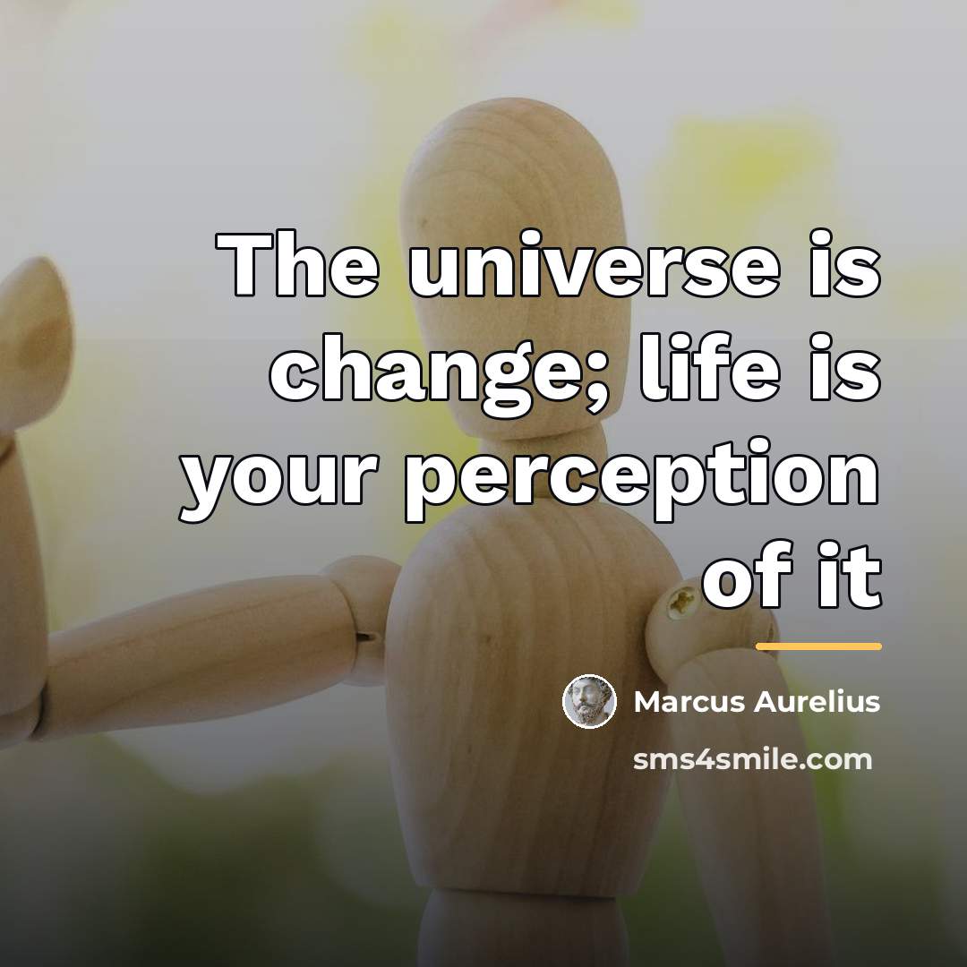 “The universe is change; life is your perception of it…” quote by Marcus Aurelius