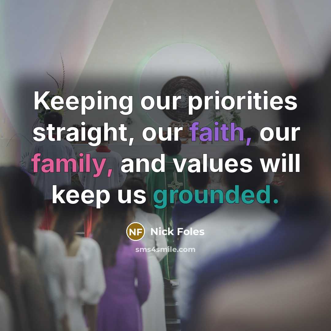 “Keeping our priorities straight, our faith, our family, and values…” quote by Nick Foles