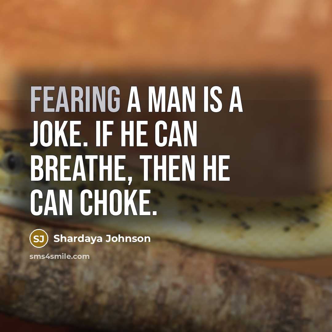 “Fearing a man is a joke. If he can breathe, then he can choke.” quote by Shardaya Johnson
