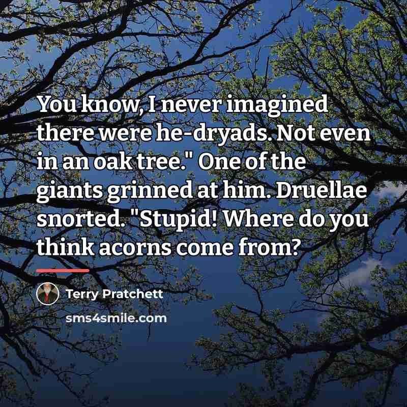 “You know, I never imagined there were he-dryads. Not even…” quote by Terry Pratchett