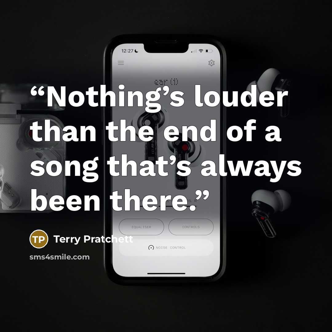 “Nothing’s louder than the end of a song that’s always been there.” quote by Terry Pratchett