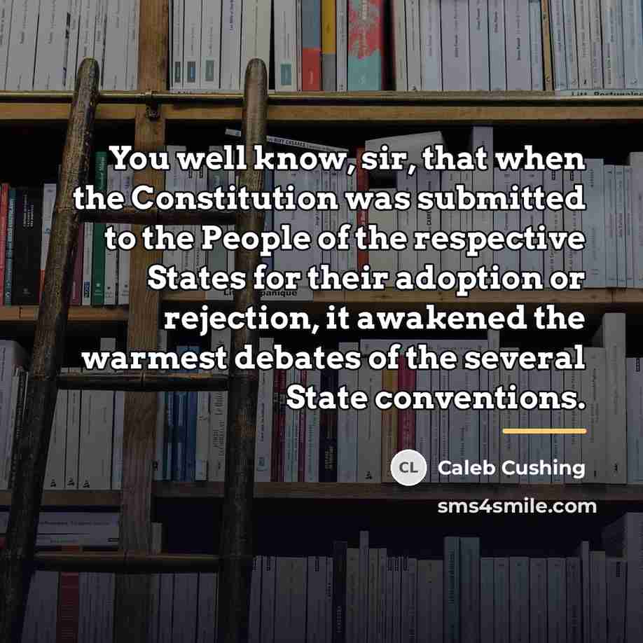 “You well know, sir, that when the Constitution was submitted…” quote by Caleb Cushing