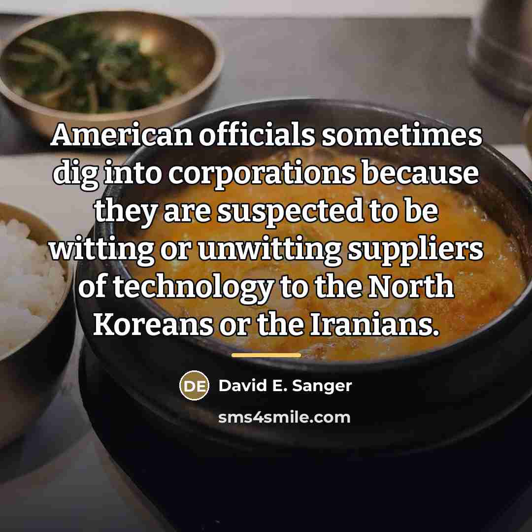 “American officials sometimes dig into corporations because they are suspected…” quote by David E. Sanger