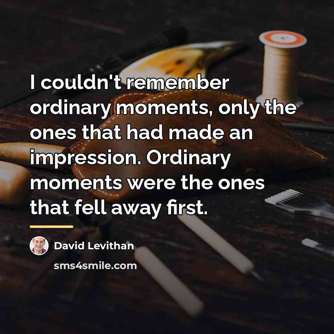 “I couldn't remember ordinary moments, only the ones that had…” quote by David Levithan