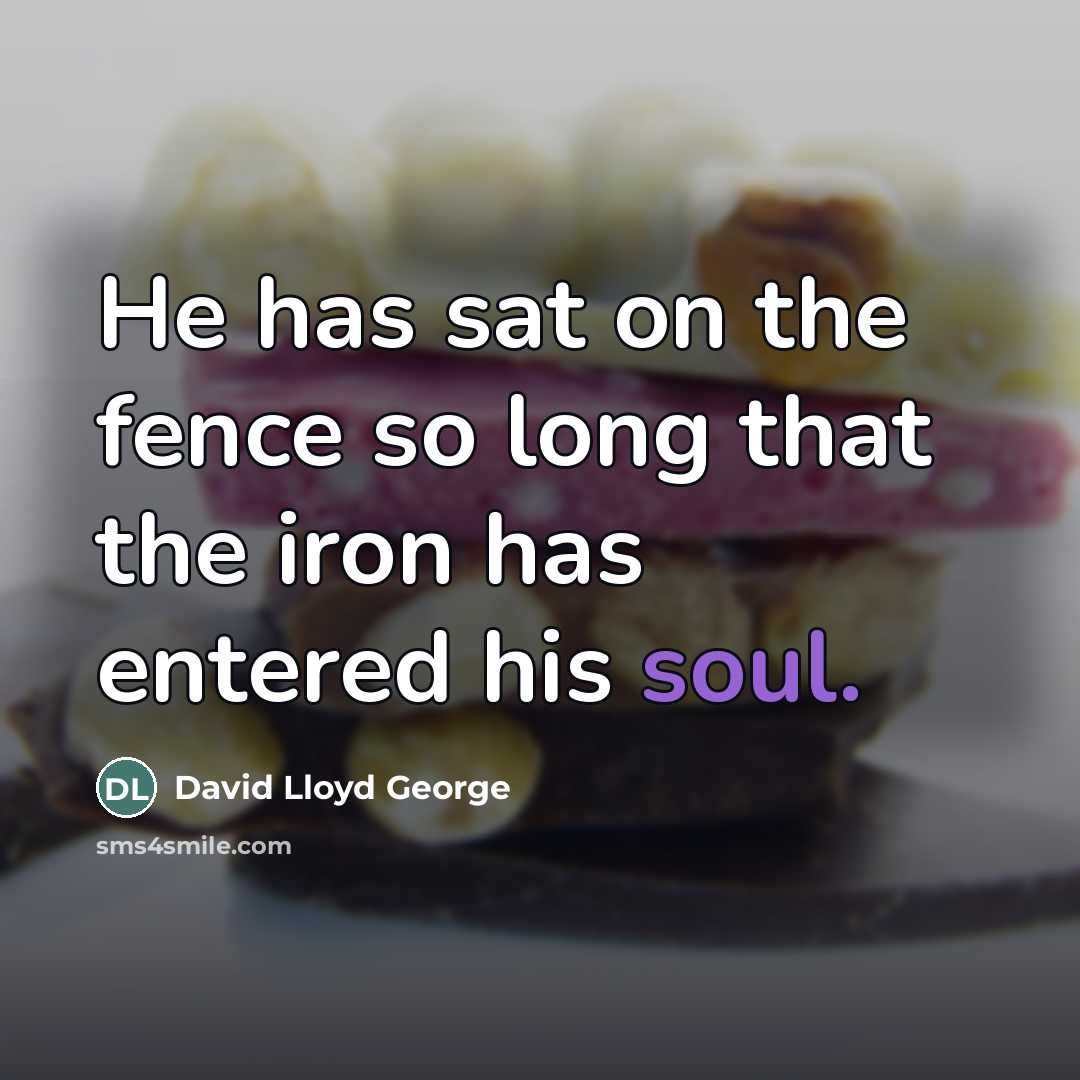 “He has sat on the fence so long that the…” quote by David Lloyd George
