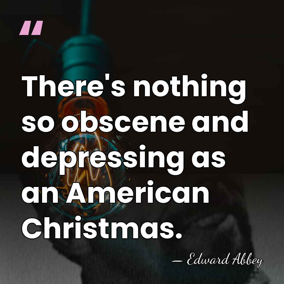 There's nothing so obscene and depressing as an American Christmas. - Edward Abbey