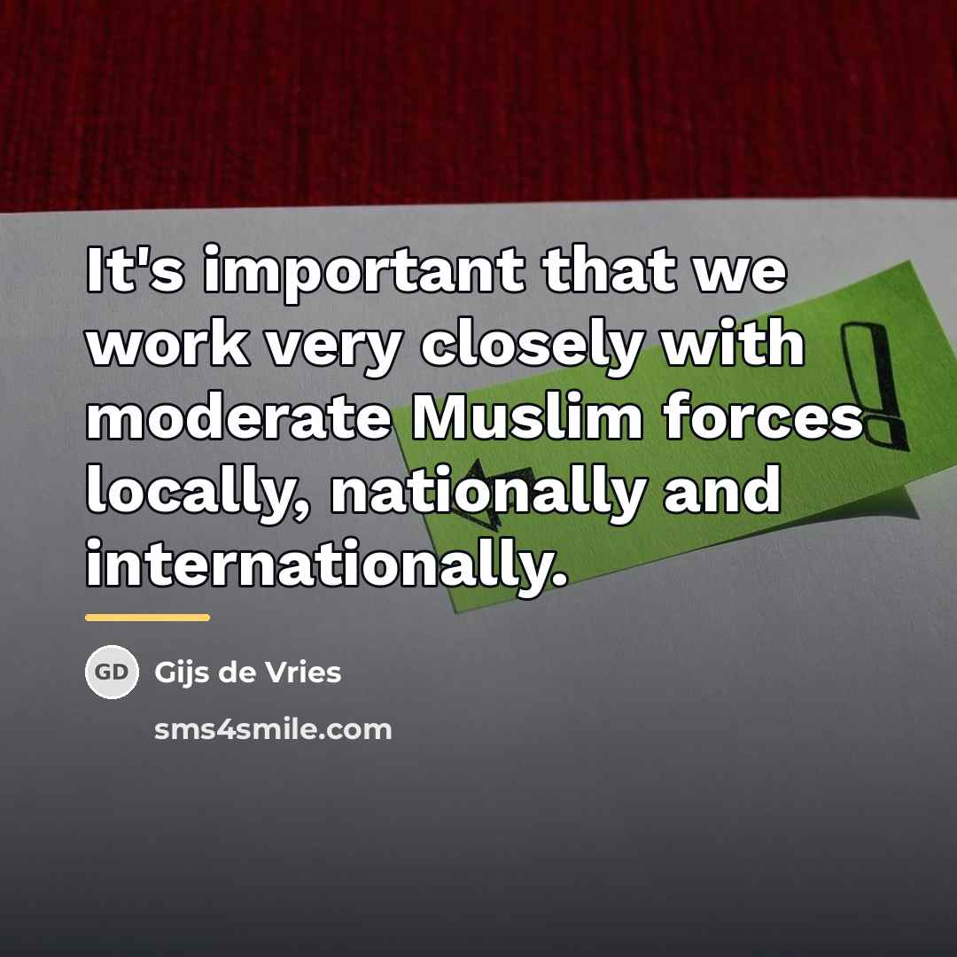 “It's important that we work very closely with moderate Muslim…” quote by Gijs de Vries