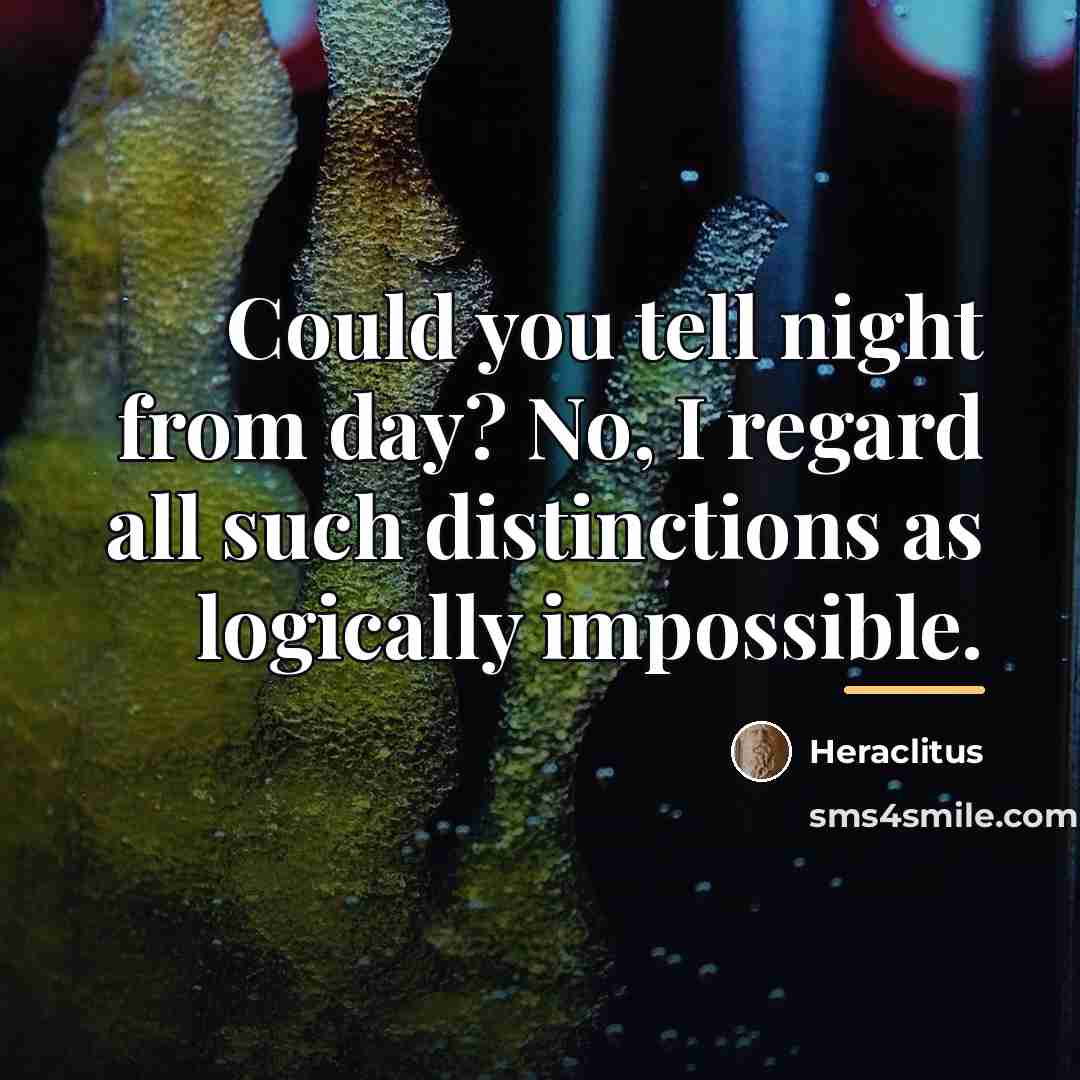 “Could you tell night from day? No, I regard all…” quote by Heraclitus