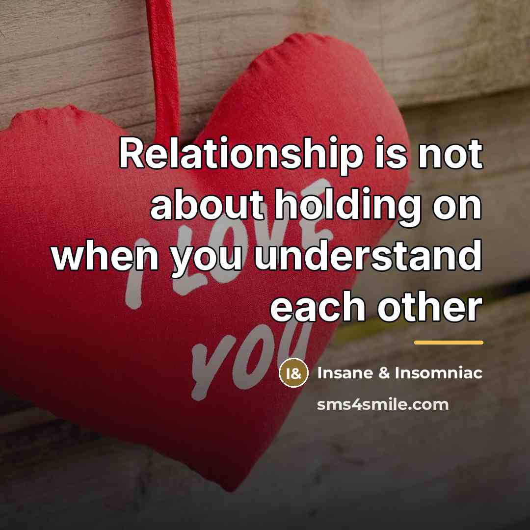 “Relationship is not about holding on when you understand each…” quote by Insane & Insomniac