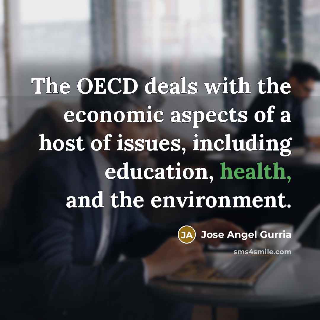“The OECD deals with the economic aspects of a host…” quote by Jose Angel Gurria