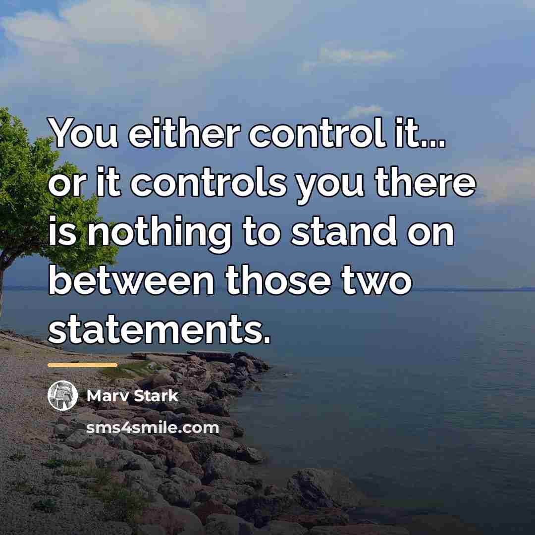 “You either control it... or it controls you there is…” quote by Marv Stark