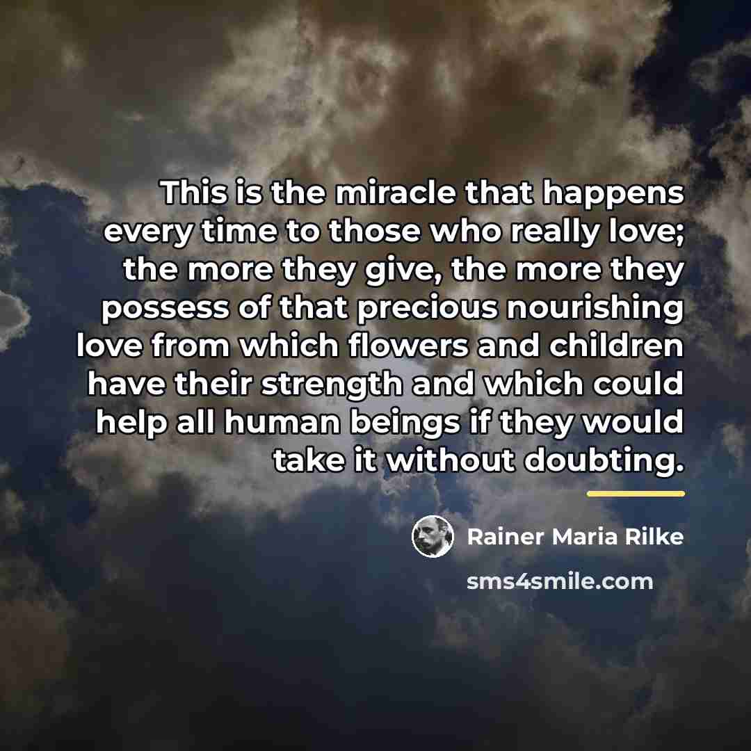 “This is the miracle that happens every time to those…” quote by Rainer Maria Rilke