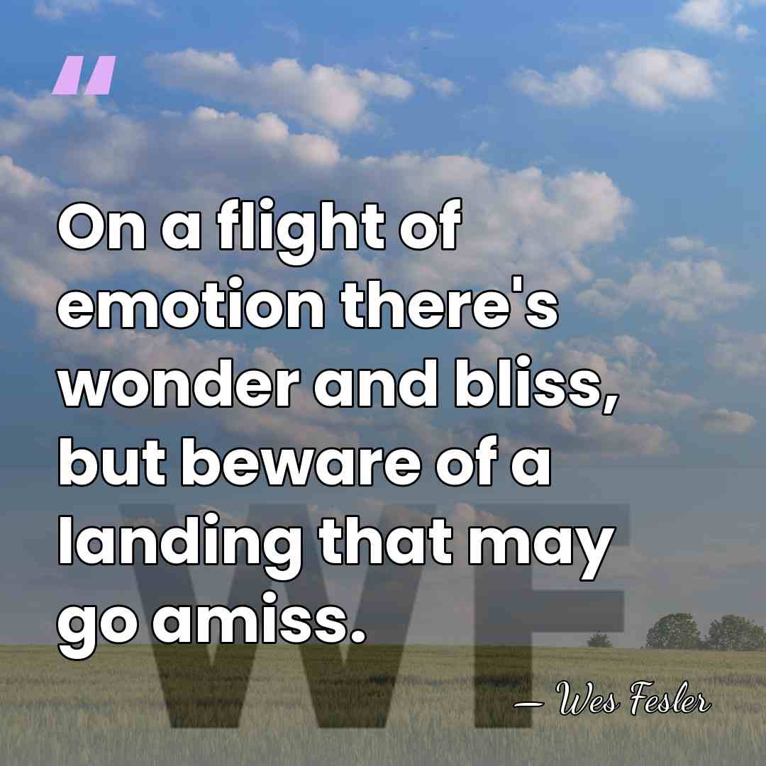 On a flight of emotion there's wonder and bliss, but beware of&hellip; - Wes Fesler
