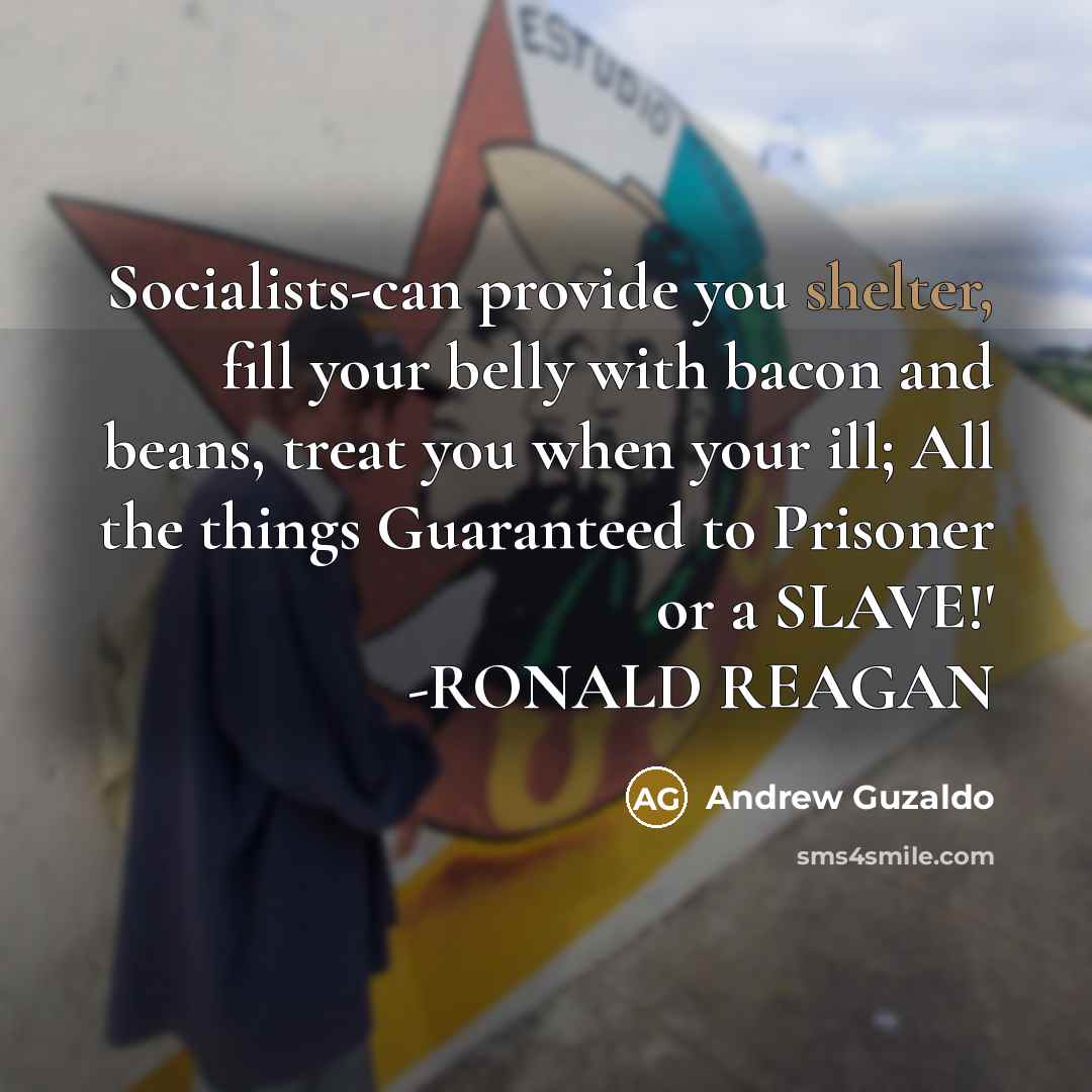 “Socialists-can provide you shelter, fill your belly with bacon and…” quote by Andrew Guzaldo