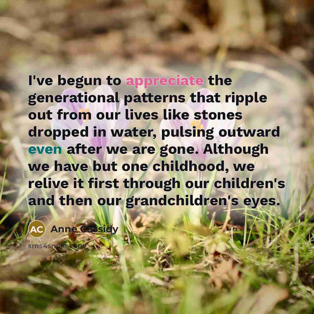 “I've begun to appreciate the generational patterns that ripple out…” quote by Anne Cassidy