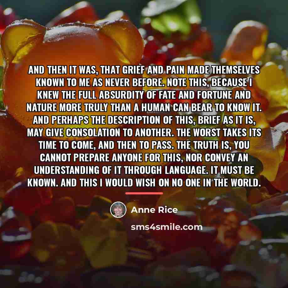 “And then it was, that grief and pain made themselves…” quote by Anne Rice