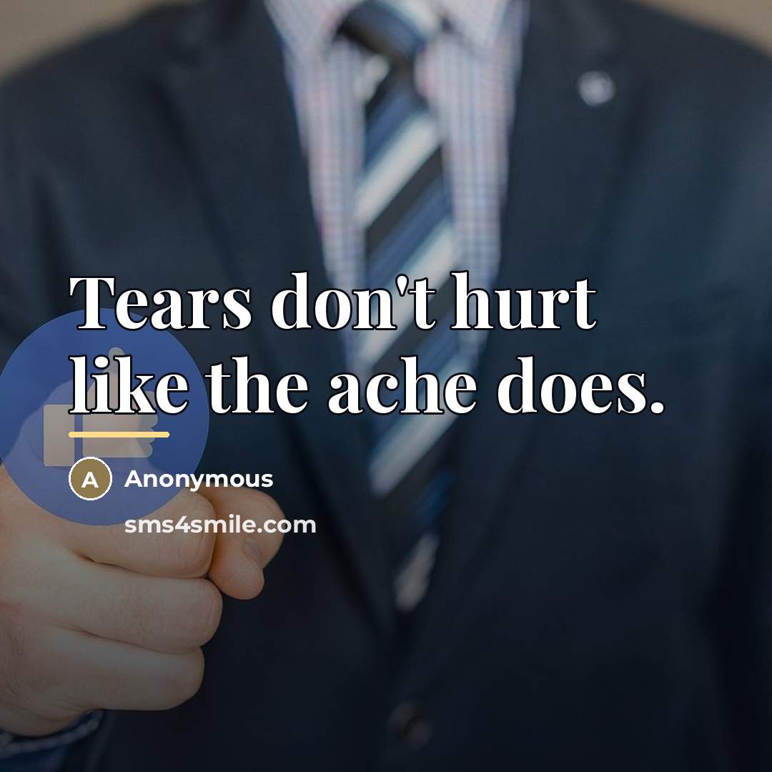 “Tears don't hurt like the ache does.…” quote by Anonymous