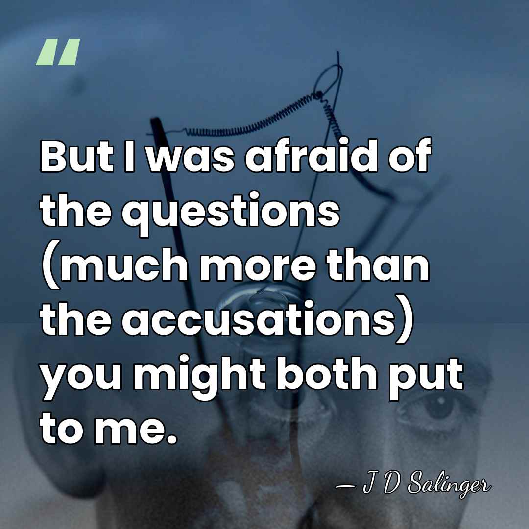 But I was afraid of the questions (much more than the accusations)&hellip; - J D Salinger