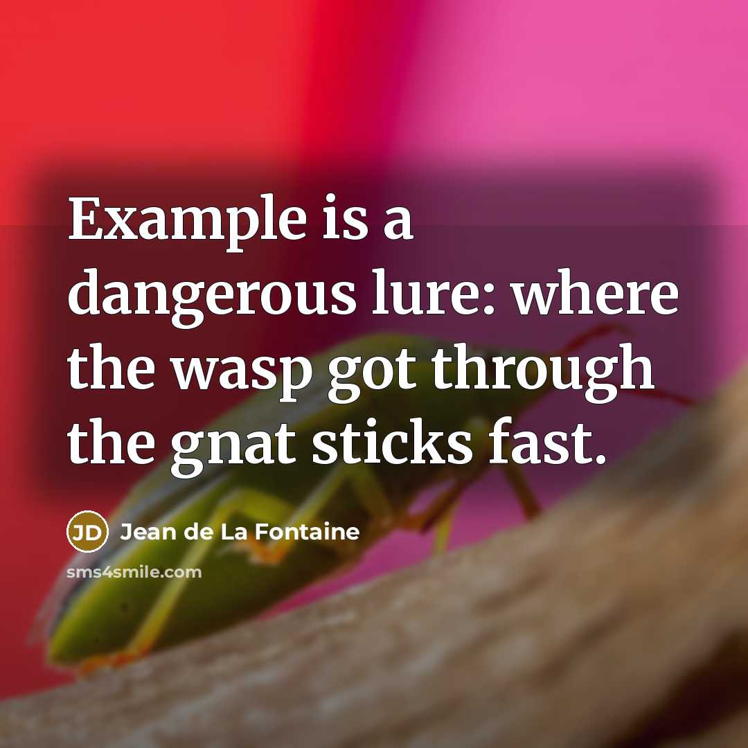 “Example is a dangerous lure: where the wasp got through…” quote by Jean de La Fontaine