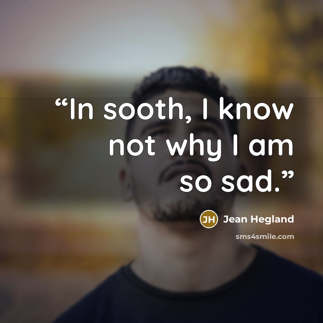 “In sooth, I know not why I am so sad.” quote by Jean Hegland