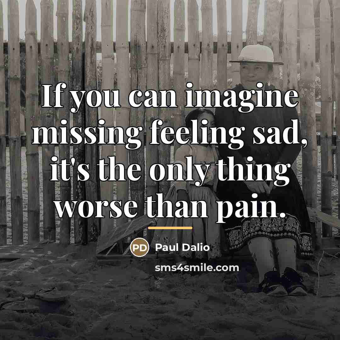 “If you can imagine missing feeling sad, it's the only…” quote by Paul Dalio
