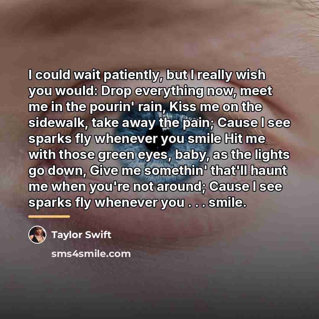 “I could wait patiently, but I really wish you would:…” quote by Taylor Swift