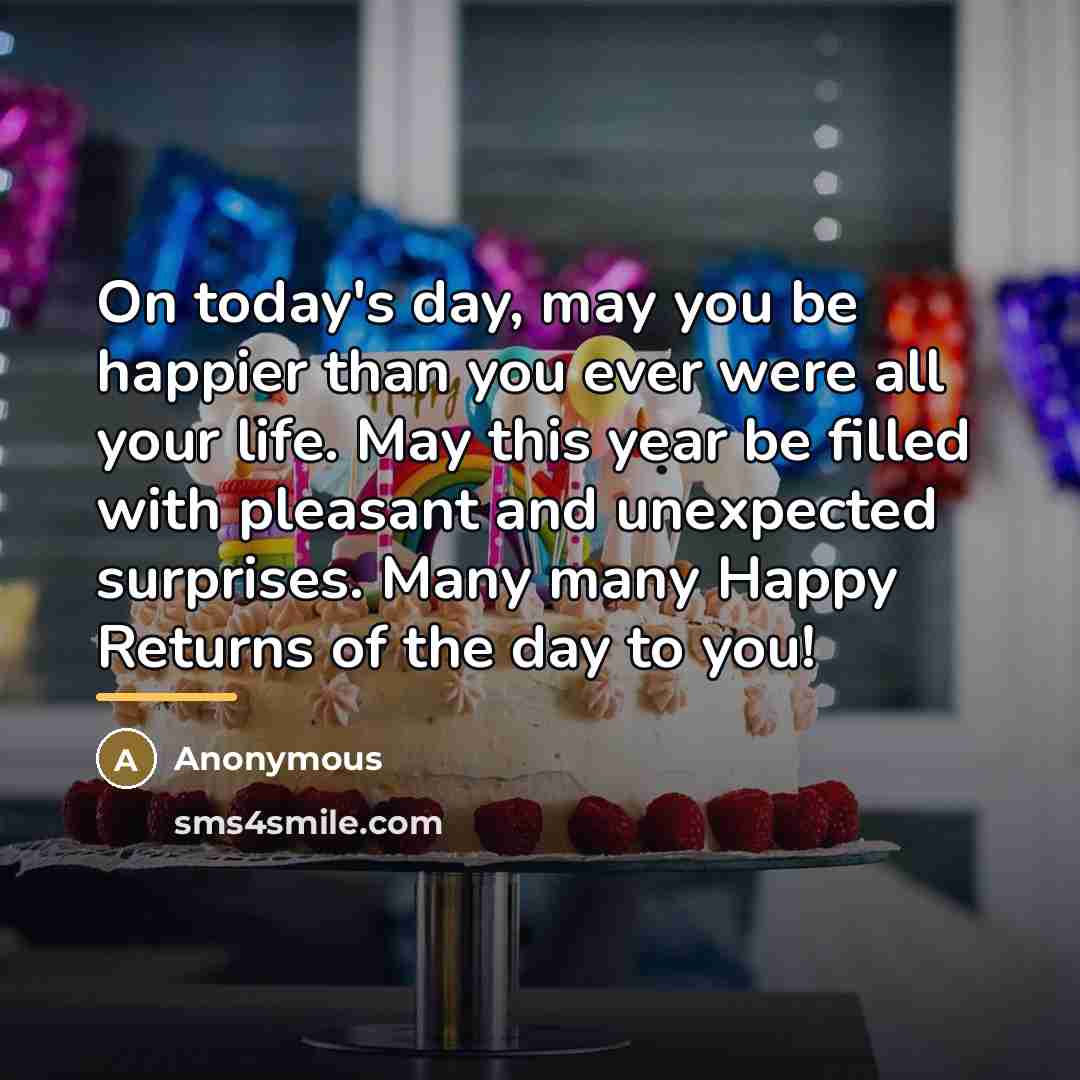 “On today's day, may you be happier than you ever…” quote by Anonymous