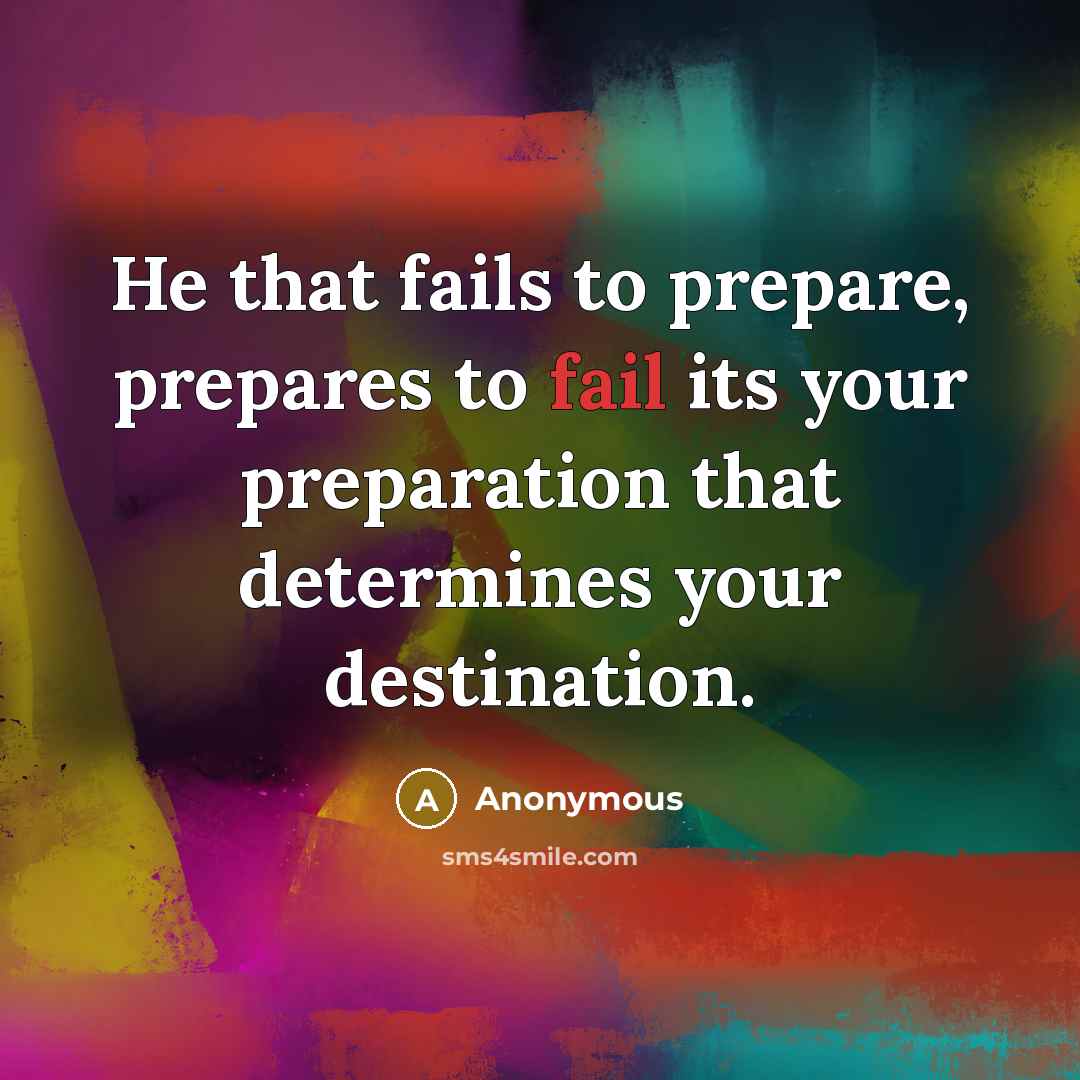 “He that fails to prepare, prepares to fail its your…” quote by Anonymous
