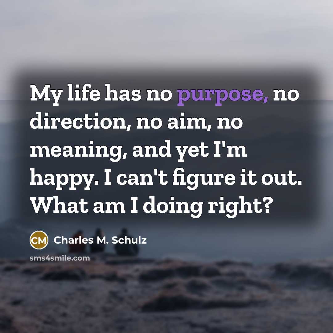 “My life has no purpose, no direction, no aim, no…” quote by Charles M. Schulz
