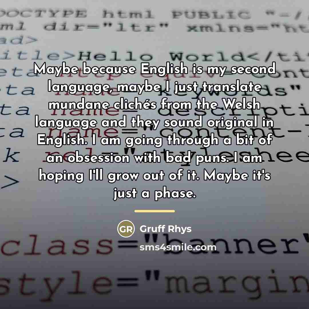“Maybe because English is my second language, maybe I just…” quote by Gruff Rhys
