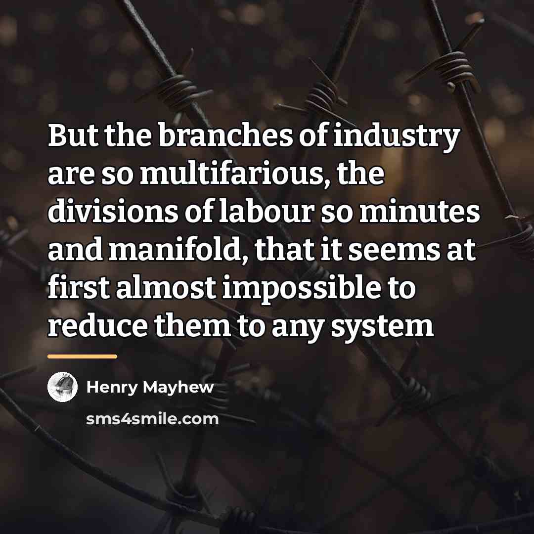 “But the branches of industry are so multifarious, the divisions…” quote by Henry Mayhew
