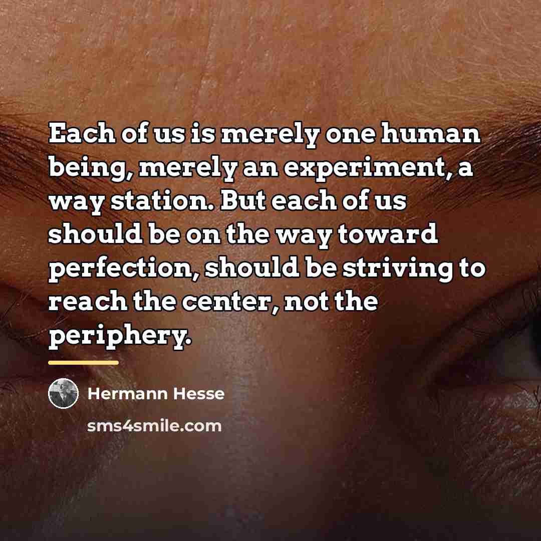 “Each of us is merely one human being, merely an…” quote by Hermann Hesse