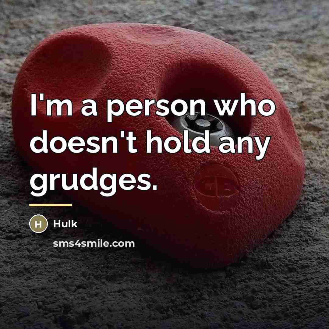 “I'm a person who doesn't hold any grudges.…” quote by Hulk