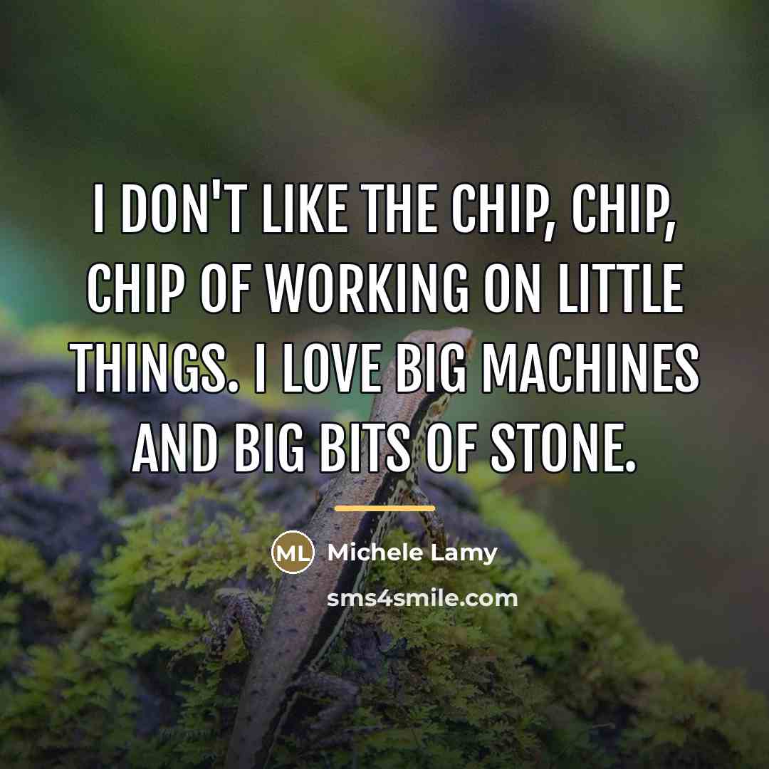 “I don't like the chip, chip, chip of working on…” quote by Michele Lamy