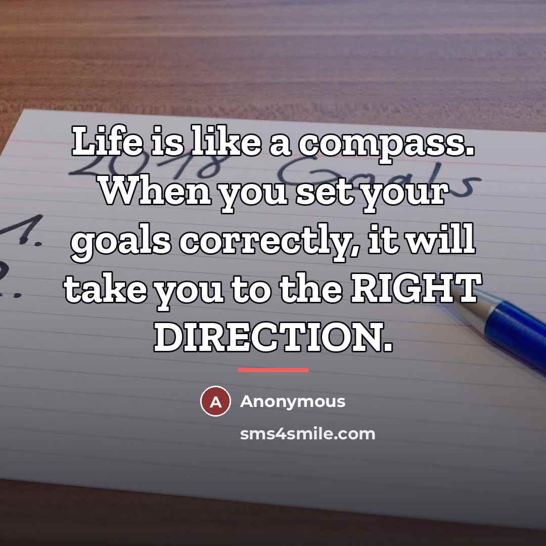 “Life is like a compass. When you set your goals…” quote by Anonymous