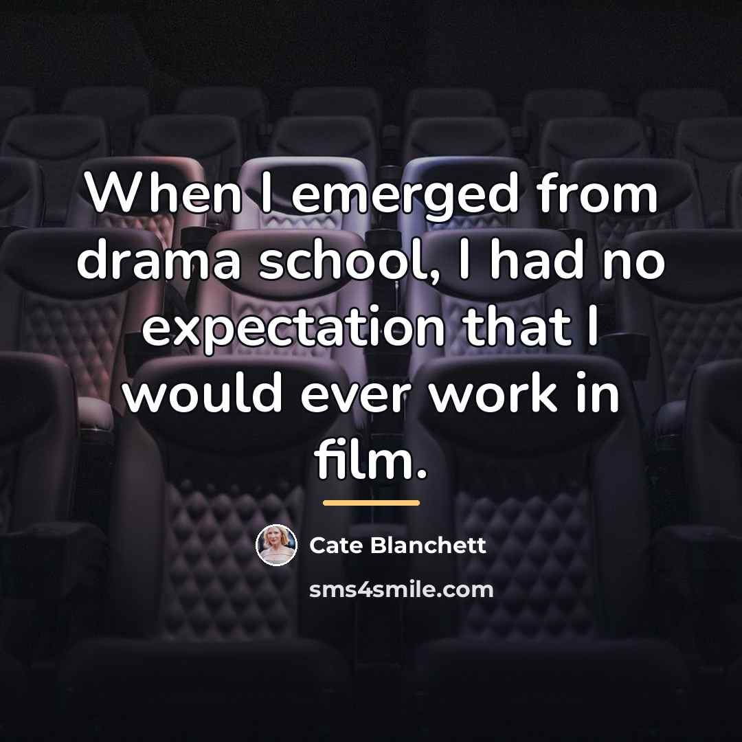 “When I emerged from drama school, I had no expectation…” quote by Cate Blanchett