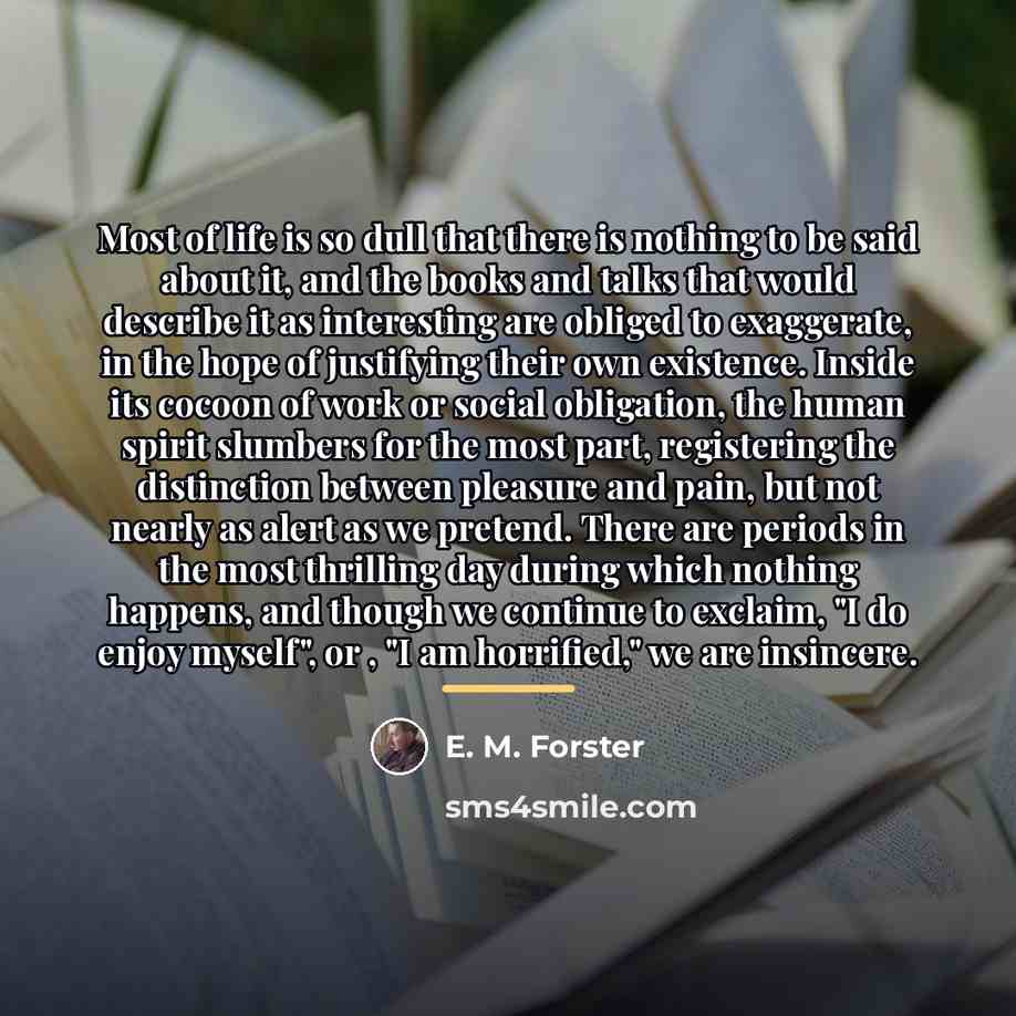 “Most of life is so dull that there is nothing…” quote by E. M. Forster