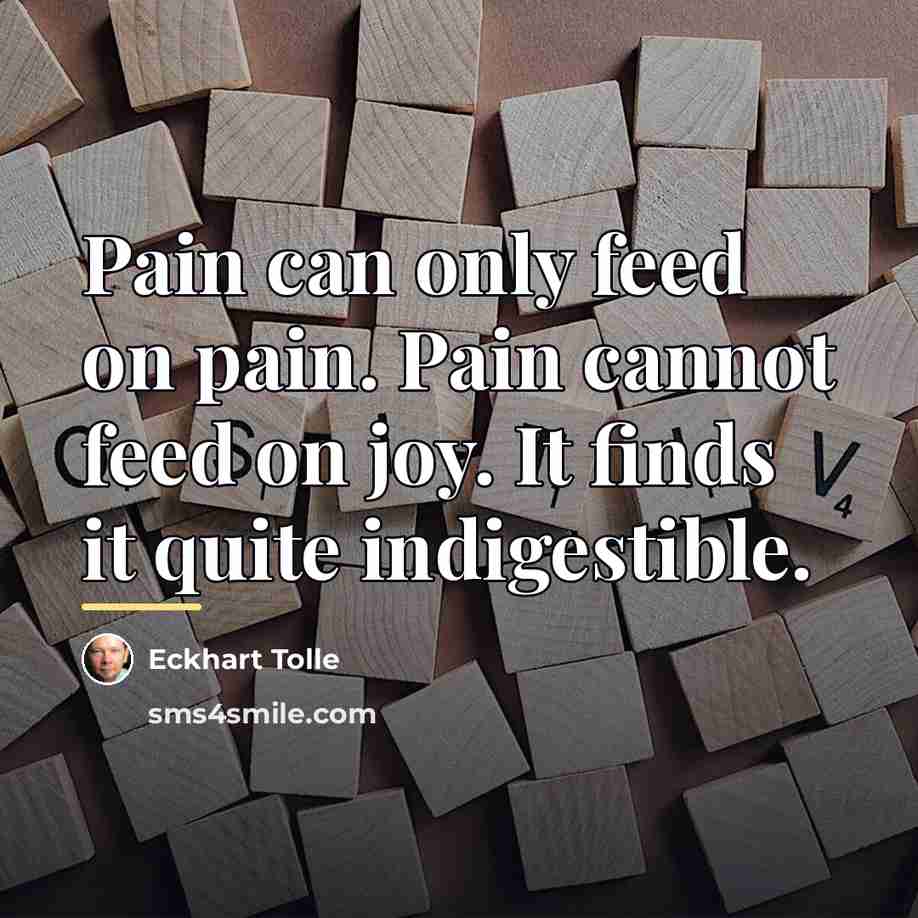 “Pain can only feed on pain. Pain cannot feed on…” quote by Eckhart Tolle