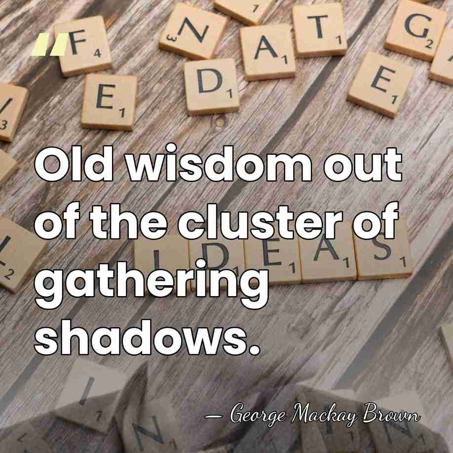 Old wisdom out of the cluster of gathering shadows. - George Mackay Brown