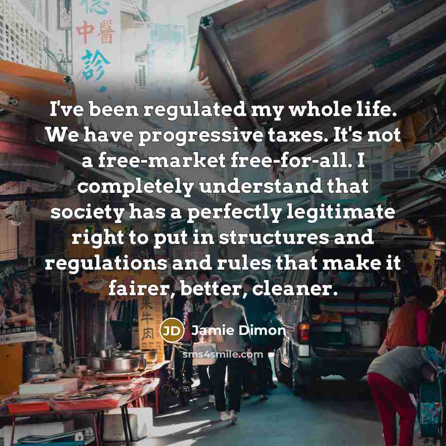 “I've been regulated my whole life. We have progressive taxes.…” quote by Jamie Dimon
