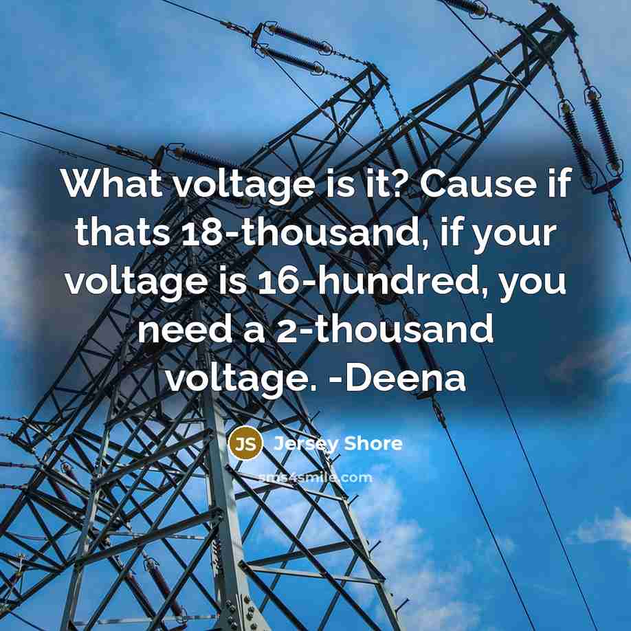 “What voltage is it? Cause if thats 18-thousand, if your…” quote by Jersey Shore