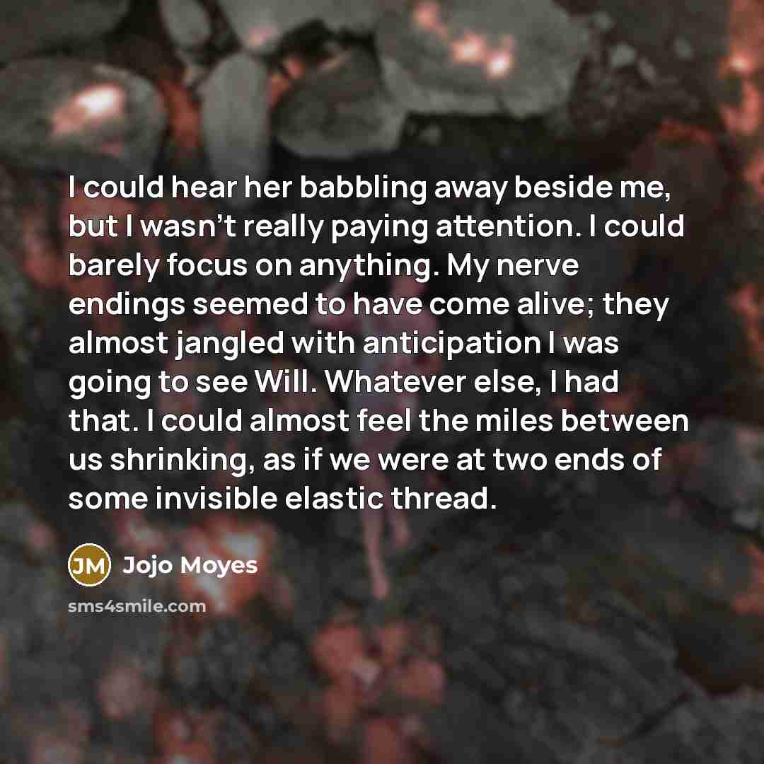 “I could hear her babbling away beside me, but I…” quote by Jojo Moyes