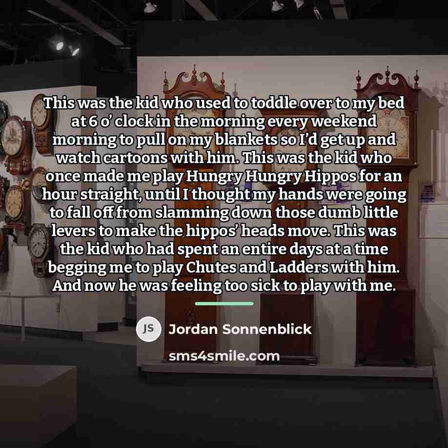 “This was the kid who used to toddle over to…” quote by Jordan Sonnenblick