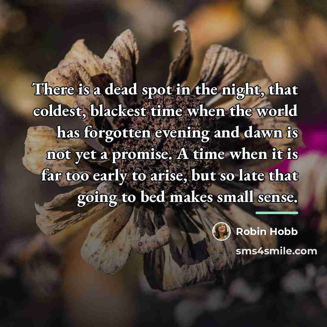 “There is a dead spot in the night, that coldest,…” quote by Robin Hobb