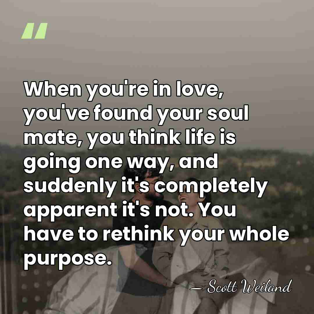 When you're in love, you've found your soul mate, you think life&hellip; - Scott Weiland