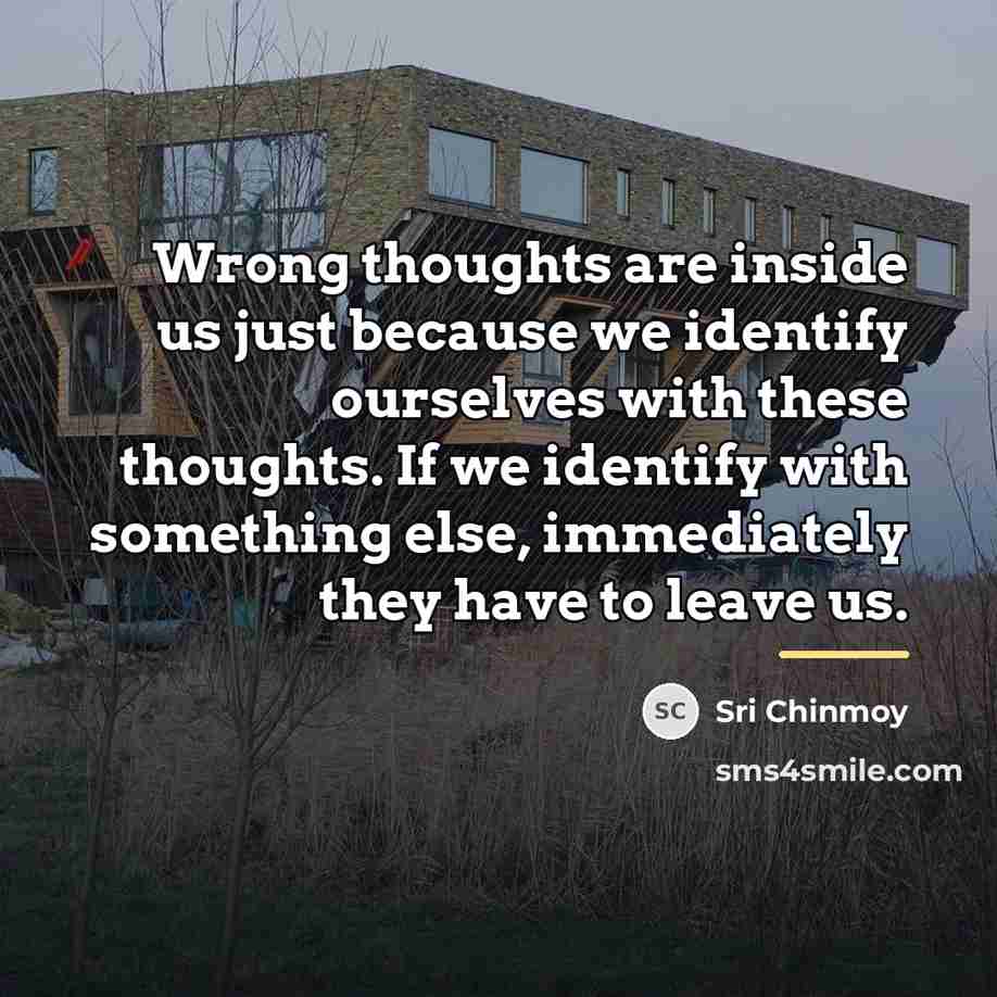 “Wrong thoughts are inside us just because we identify ourselves…” quote by Sri Chinmoy